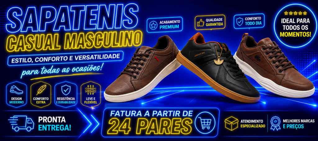 SAPATÊNIS ADULTO MASCULINO Faturamento a partir de 24 pares
